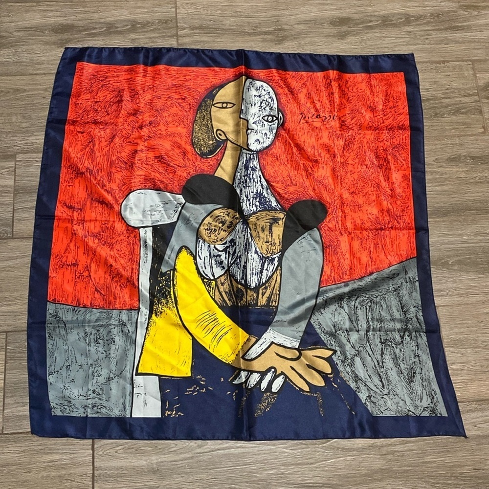 Picasso Print Blue Scarf